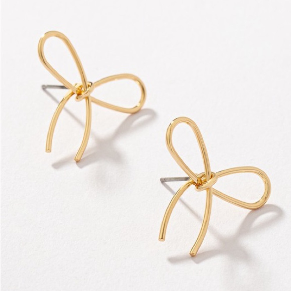 Gold Bow Stud Earrings (9002)
